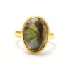 18k Gold Plated Natural Faceted Labradorite Oval Gemstone Ring/925 Sterling Silver Birthstone Ring For Wholesale Suppliers