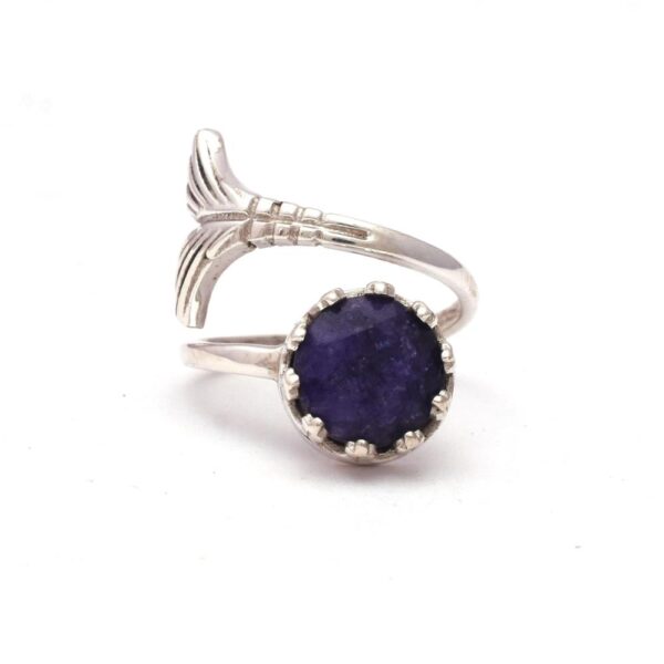 Round Natural Top Grade Amethyst Gemstone Ring 925 Sterling Silver, Handmade Prong Set Fish Cut RIng Jewlery For Women