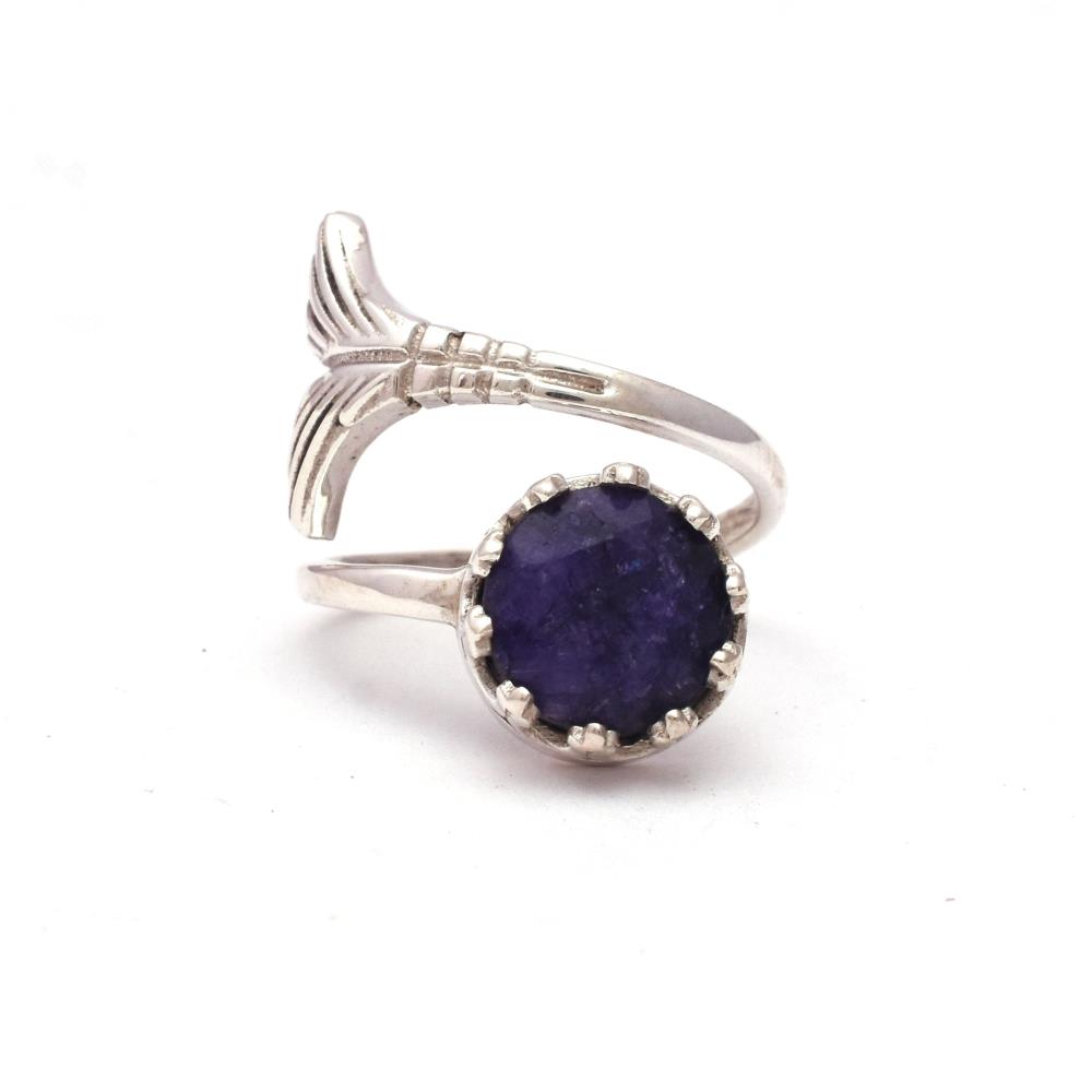 Round Natural Top Grade Amethyst Gemstone Ring 925 Sterling Silver, Handmade Prong Set Fish Cut RIng Jewlery For Women