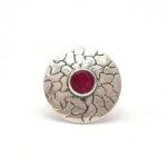 Unique Ruby Gemstone Ring 925 Solid Sterling Silver Ring Customized Natural Gemstone Bezel Water Drop Round Cut