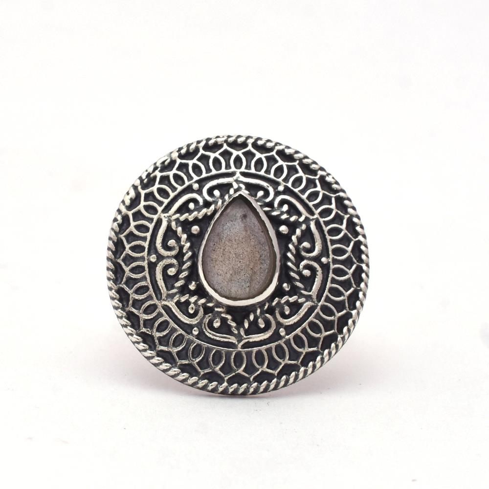 Pear Gorgeous Natural Labradorite Gemstone Ring, 925 Sterling Silver Teardrop Handmade Boho Ring Jewelry For Wholesale Supplies
