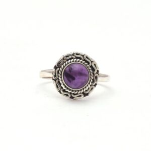 Round Shape Natural Amethyst Gemstone Boho Ring, Wholesale 925 Sterling Silver Handmade Ring Jewelry For Wholesaler Suppliers