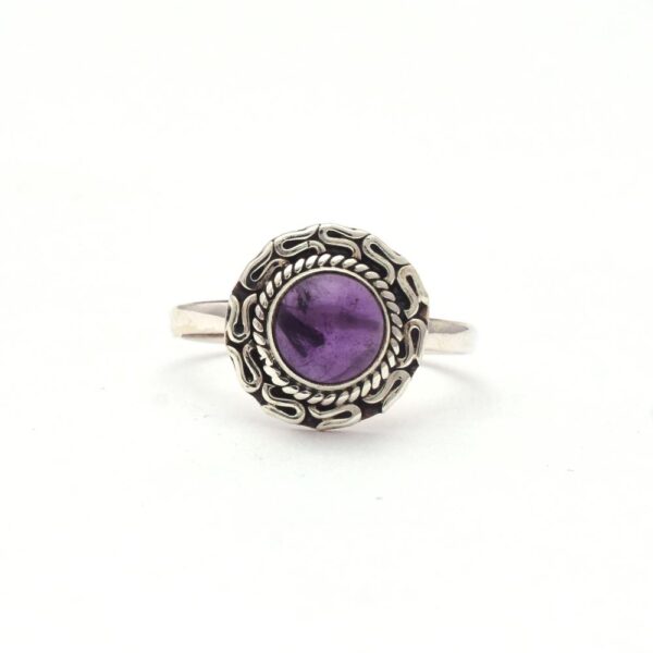 Round Shape Natural Amethyst Gemstone Boho Ring, Wholesale 925 Sterling Silver Handmade Ring Jewelry For Wholesaler Suppliers