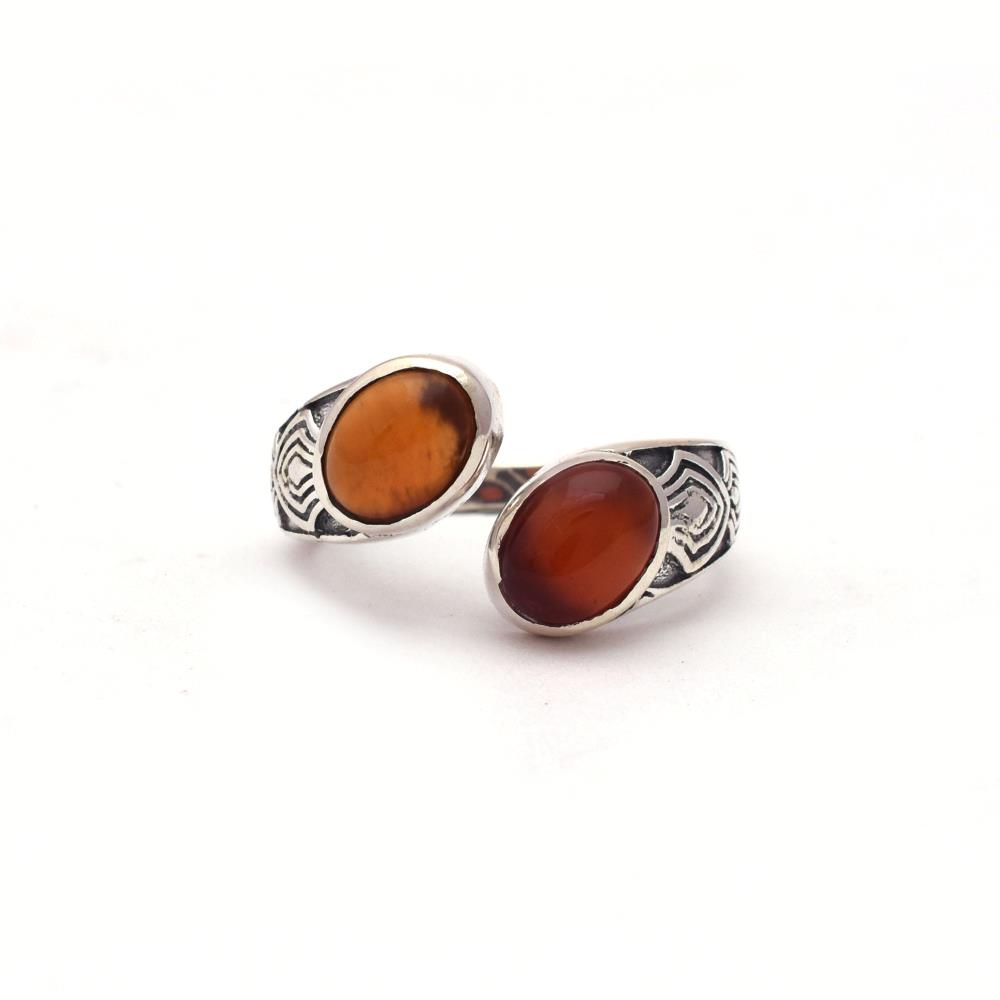 Tiger Eye Natural Gemstone Statement Ring Handmade Solid Silver Natural Tiger Eye Gemstone Ring for Men and Women