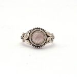 Gorgeous Round Shape Natural Rose Quartz Gemstone Ring, Wholesale Sterling Silver Pink Gemstone Boho Ring Jewelry For Wholesaler