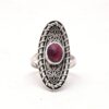 Quality Natural Red Garnet Gemstone Ring, 925 Sterling Silver Long Gemstone Ring For Wholesale Suppliers