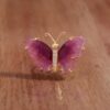 Gorgeous Natural Pink Tourmaline Gemstone 925 Sterling Silver Big Butterfly Ring, 18k Micron Gold Plated Insect Ring Jewelry