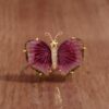 Pink Tourmaline Butterfly Ring