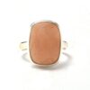 Natural Peach Moonstone Cushion Shape Gemstone Sterling Silver Ring For Women Wholesale Pink Gemstone Ring Jewelry