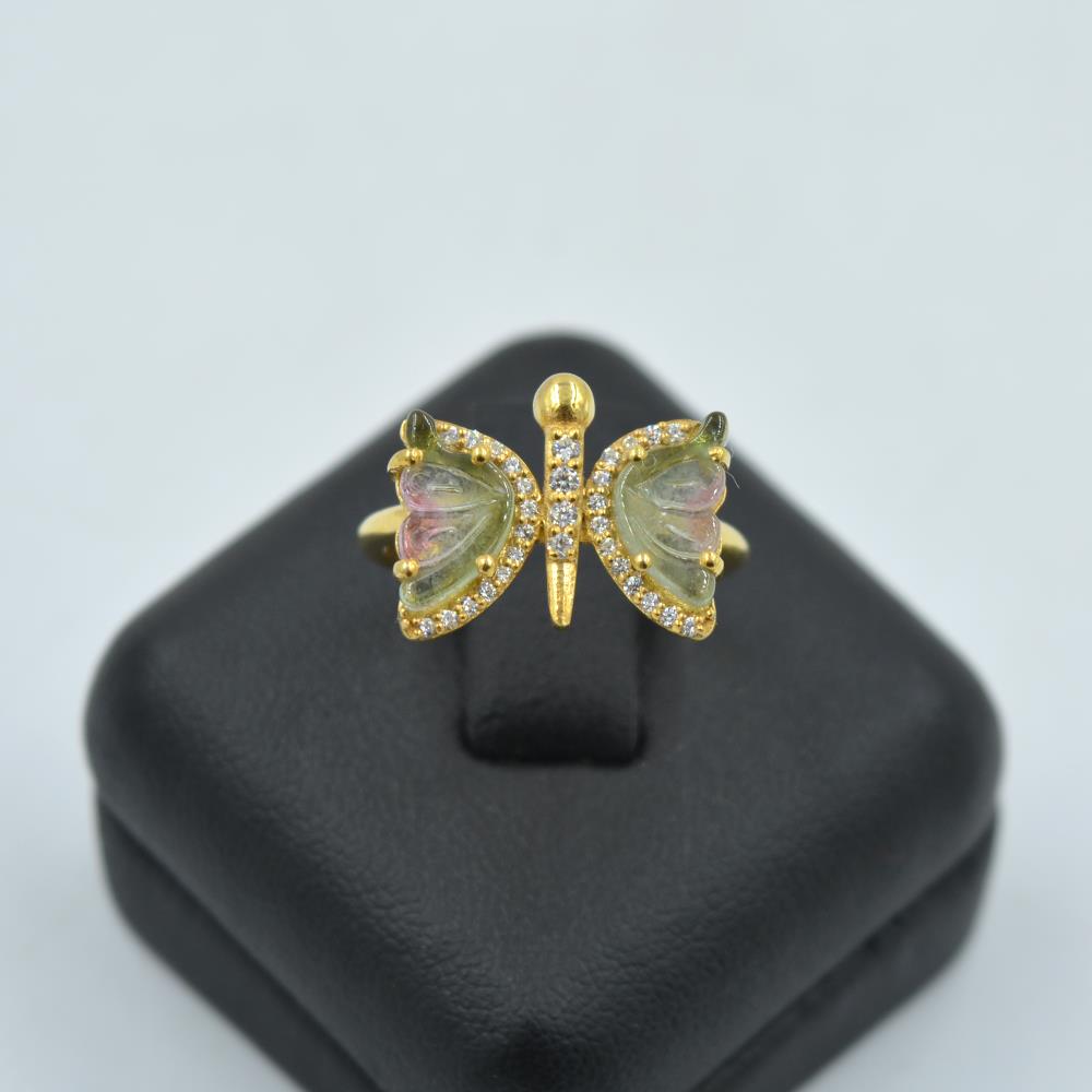 Multi Color Tourmaline Butterfly Ring