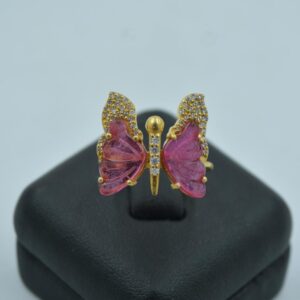Pink Tourmaline With Czar Butterfly Ring