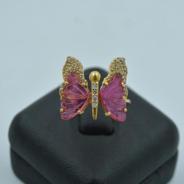 Pink Tourmaline With Czar Butterfly Ring
