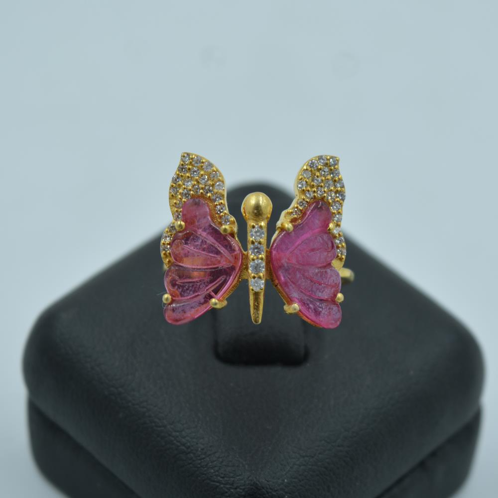Pink Tourmaline With Czar Butterfly Ring
