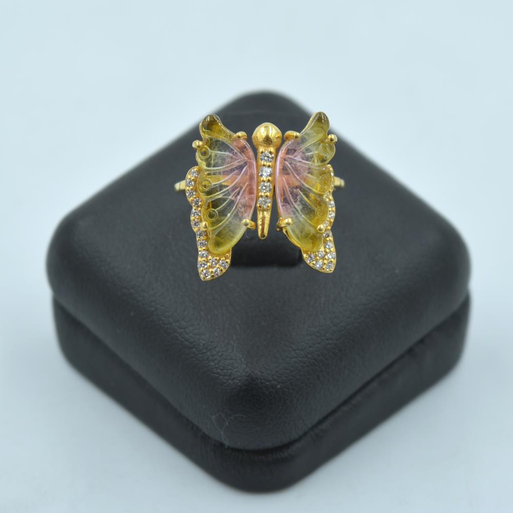 Bi Color Tourmaline Butterfly Ring