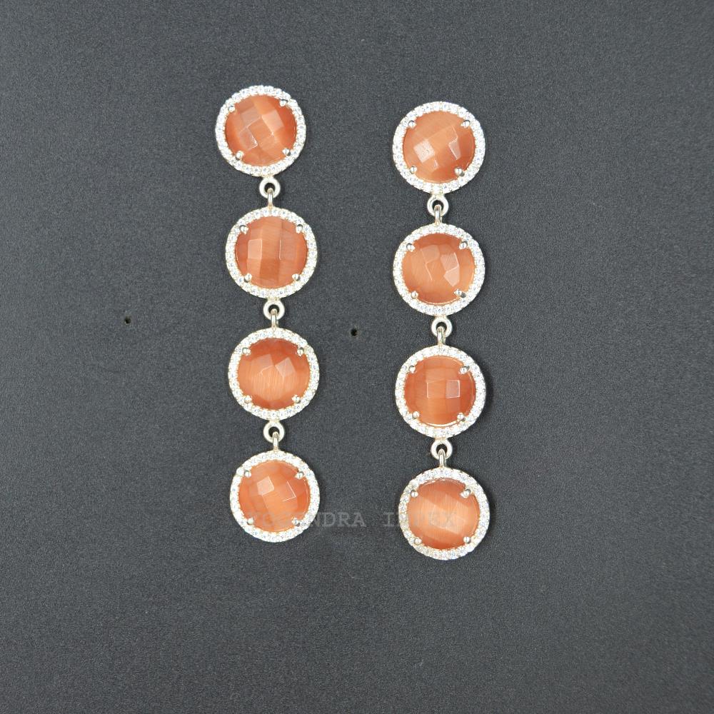 Latest Natural Orange Monalisa With cz Gemstone Designer Women Fashion Jewelry Silver 925 Sterling Silver Earrings Classic Earri
