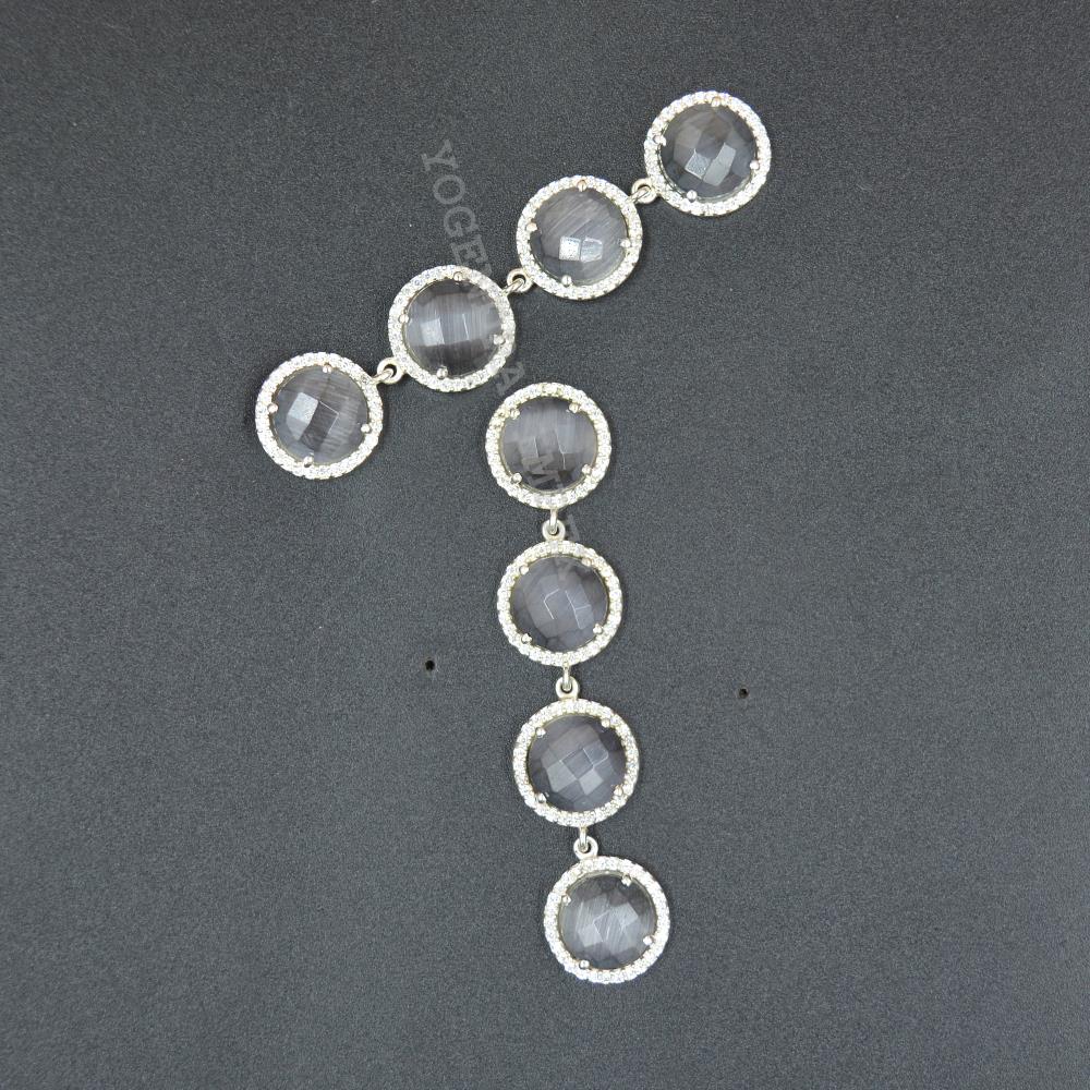 Gray Monalisa With cz Gemstone Hoop Earrings 925 Sterling Silver Jewelry Earrings Elegant Earrings Excellenet Quality