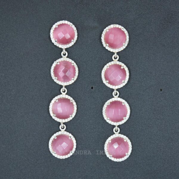 Elegent Natural Pink monalisa with cz Gemstone 925 Sterling Silver Stud silver Plated Pink Gemstone For Wholesaler