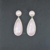Rose Pink Monalisa With Cz Earrings for Women Natural Gemstone Earrings Handmade 925 Sterling Silver Drop Earrings