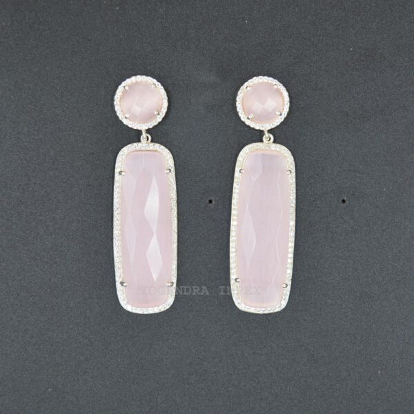 Light Pink Monalisa With CZ Gemstone Drop Earrings 925 Solid Sterling Silver Jewelry New Arrival Fashion Earrings new style