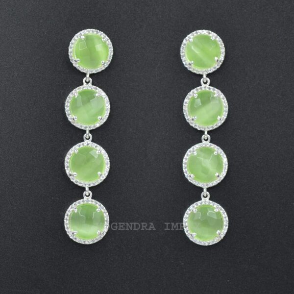 Mint Green Monalisa with cz gemstone Earrings Silver Jewelry Solid 925 Sterling Silver Earrings Handmade Silver Drop For Women G