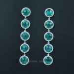 Dark Green Monalisa With cz Earrings Sterling Silver Double Layer Stone Earrings Handmade Big Gemstone Gray Monalisa With cz Ear