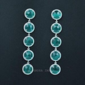 Dark Green Monalisa With cz Earrings Sterling Silver Double Layer Stone Earrings Handmade Big Gemstone Gray Monalisa With cz Ear