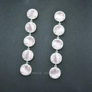 Light Pink Monalisa With CZ gemstone Hoop Earrings 925 Sterling Silver Birthstone Jewelry Earrings Elegant Earrings