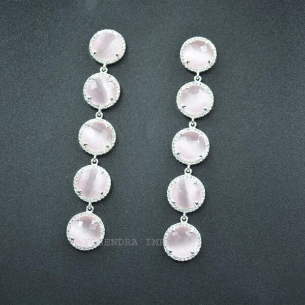 Light Pink Monalisa With CZ gemstone Hoop Earrings 925 Sterling Silver Birthstone Jewelry Earrings Elegant Earrings