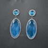 Sea Blue Monalisa With Cz dangle Earrings for Women Natural 925 Sterling Silver Earrings Handmade Silver Drop Earrings for her