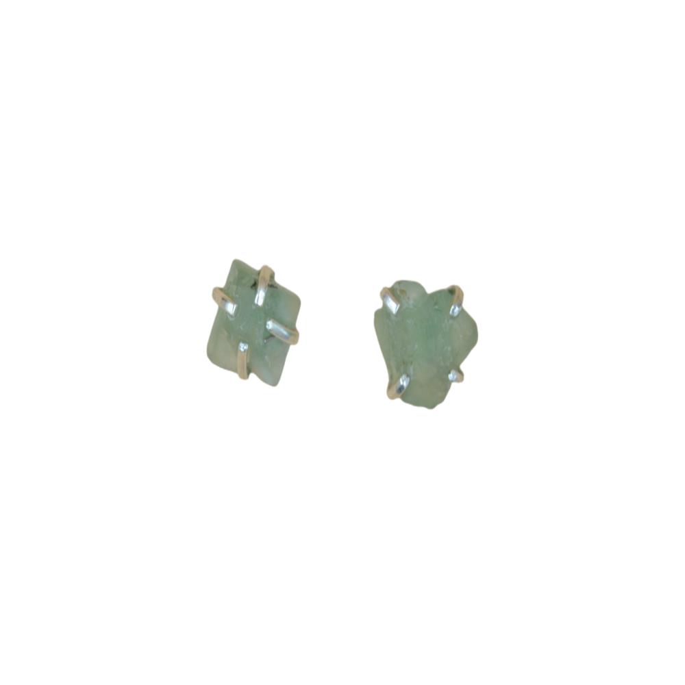 Natural Aqua Chalcedony Gemstone 925 Sterling Silver Stud Earrings rough Shape Stud Earrings For Wholesale Suppliers