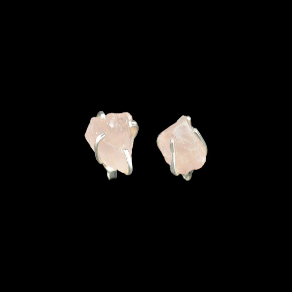 Handmade Natural Rose quartz Gemstone Stud Earrings 925 Sterling Silver Gemstone Stud Earrings For Wholesale Suppliers