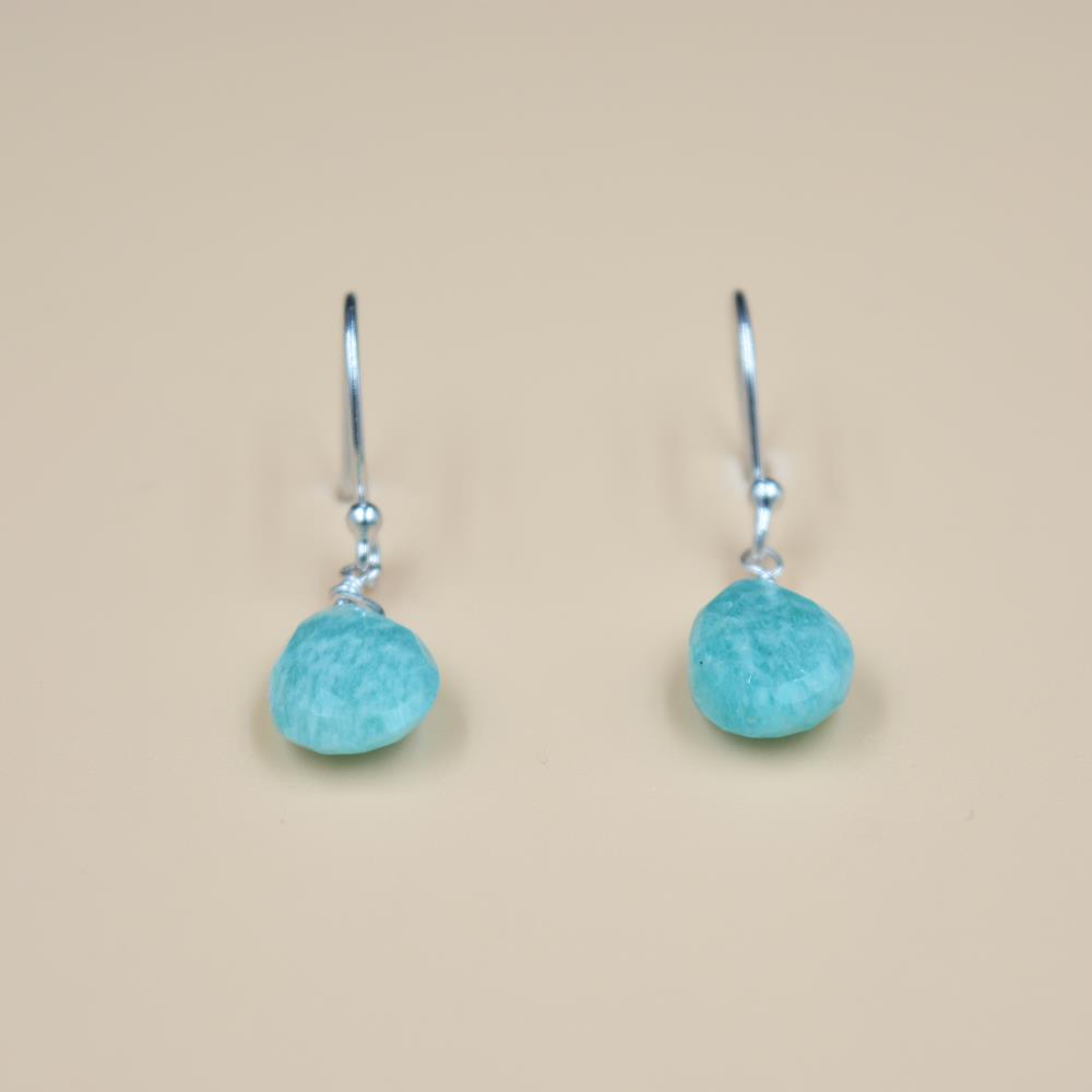 fancy Shape Amazonite Gemstone 925 Sterling Silver Drop & Dangle Earrings silver Plated Hook Earring For Wholesale Supplies