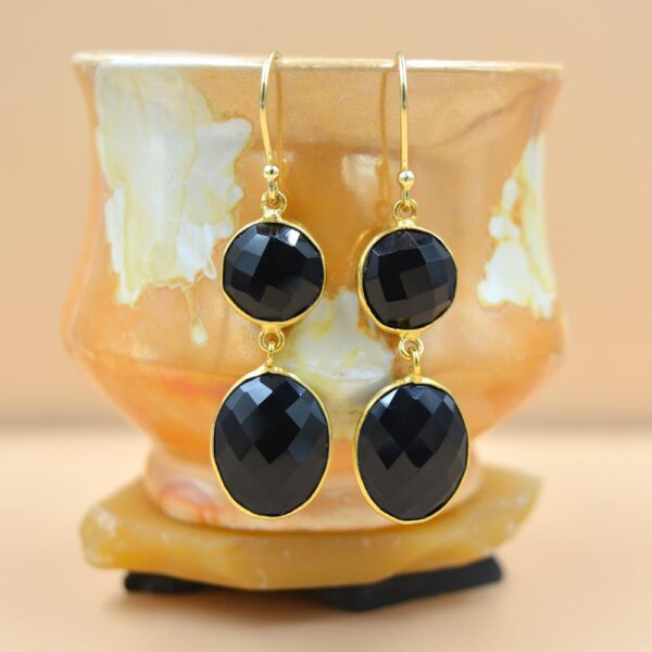 Wholesale Earring 925 solid Sterling Silver Hook Earring Black Onyx gemstone Findings Earring Jewelry DIY Jewelry