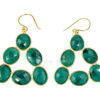 Green Emerald Gemstone fancy Shape 925 Sterling Silver Bezel Set Drop Earrings semiprecious fine jewellery Dangling Earrings