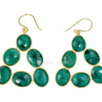 Green Emerald Gemstone fancy Shape 925 Sterling Silver Bezel Set Drop Earrings semiprecious fine jewellery Dangling Earrings