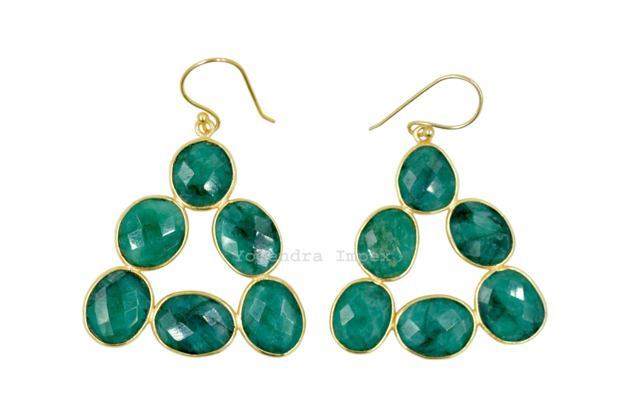 Green Emerald Gemstone fancy Shape 925 Sterling Silver Bezel Set Drop Earrings semiprecious fine jewellery Dangling Earrings