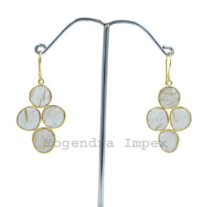 Fashionable drop earrings hot sale Golden Rutile dangly earrings gold Plated Long Dangle Natural Drop post Earrings