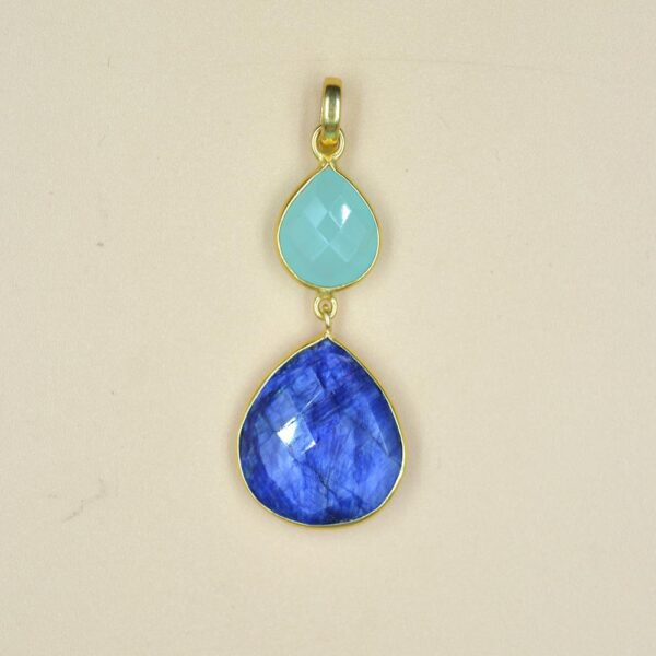 Peru Chalcedony, Dyed Blue Sapphire