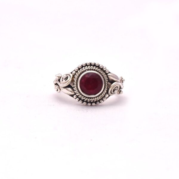 Exquisite Natural Ruby Gemstone Boho Rings 925 Sterling Silver, Handmade Bezel Set Round Shape Ring For Suppliers & Manufacturer