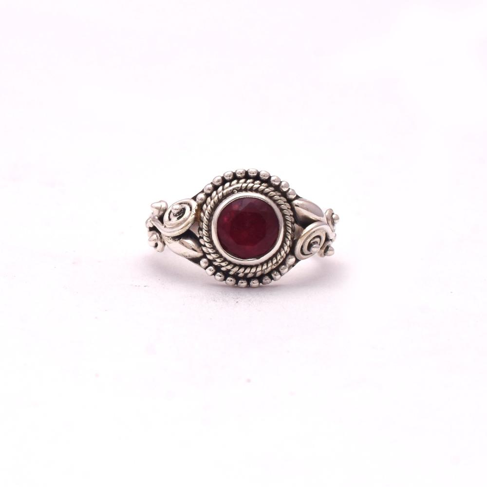 Exquisite Natural Ruby Gemstone Boho Rings 925 Sterling Silver, Handmade Bezel Set Round Shape Ring For Suppliers & Manufacturer