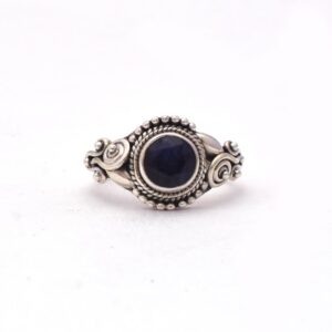 Gorgeous Blue Sapphire Gemstone Ring 925 Sterling Silver, Handmade Bezel Set Round Silver Wedding Ring Jewlery For Women