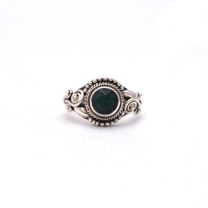 High Quality Natural Emerald Gemstone Ring, 925 Sterling Silver Handmade Round Boho Silver Ring For Wholesale Suppliers