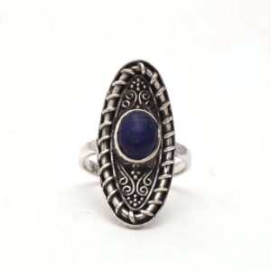 Beautiful Natural Lapis Lazuli Gemstone Ring, Handmade Sterling Silver Round Handcrafted Ring For Wholesale Suppliers