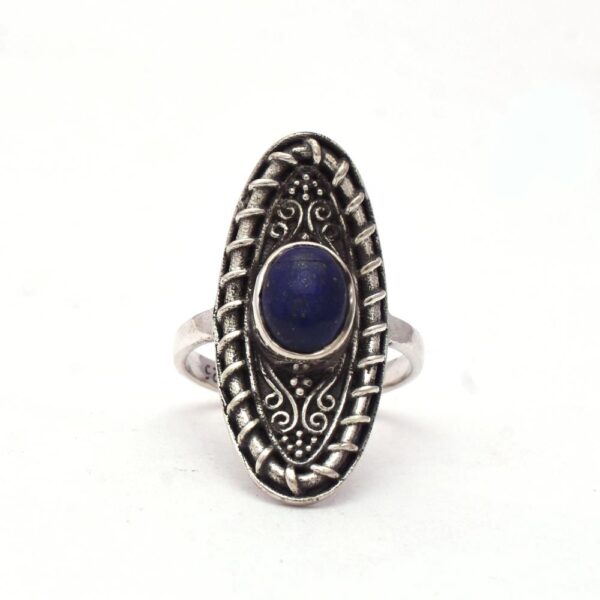 Beautiful Natural Lapis Lazuli Gemstone Ring, Handmade Sterling Silver Round Handcrafted Ring For Wholesale Suppliers