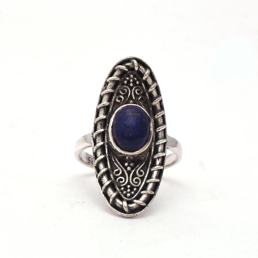 Beautiful Natural Lapis Lazuli Gemstone Ring, Handmade Sterling Silver Round Handcrafted Ring For Wholesale Suppliers