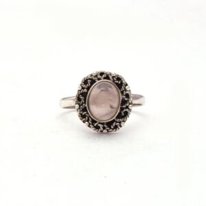 Elegant Natural Rose Quartz Gemstone Sterling Silver Ring, Handmade Bezel Set Pink Gemstone Ring For Wholesale Suppliers
