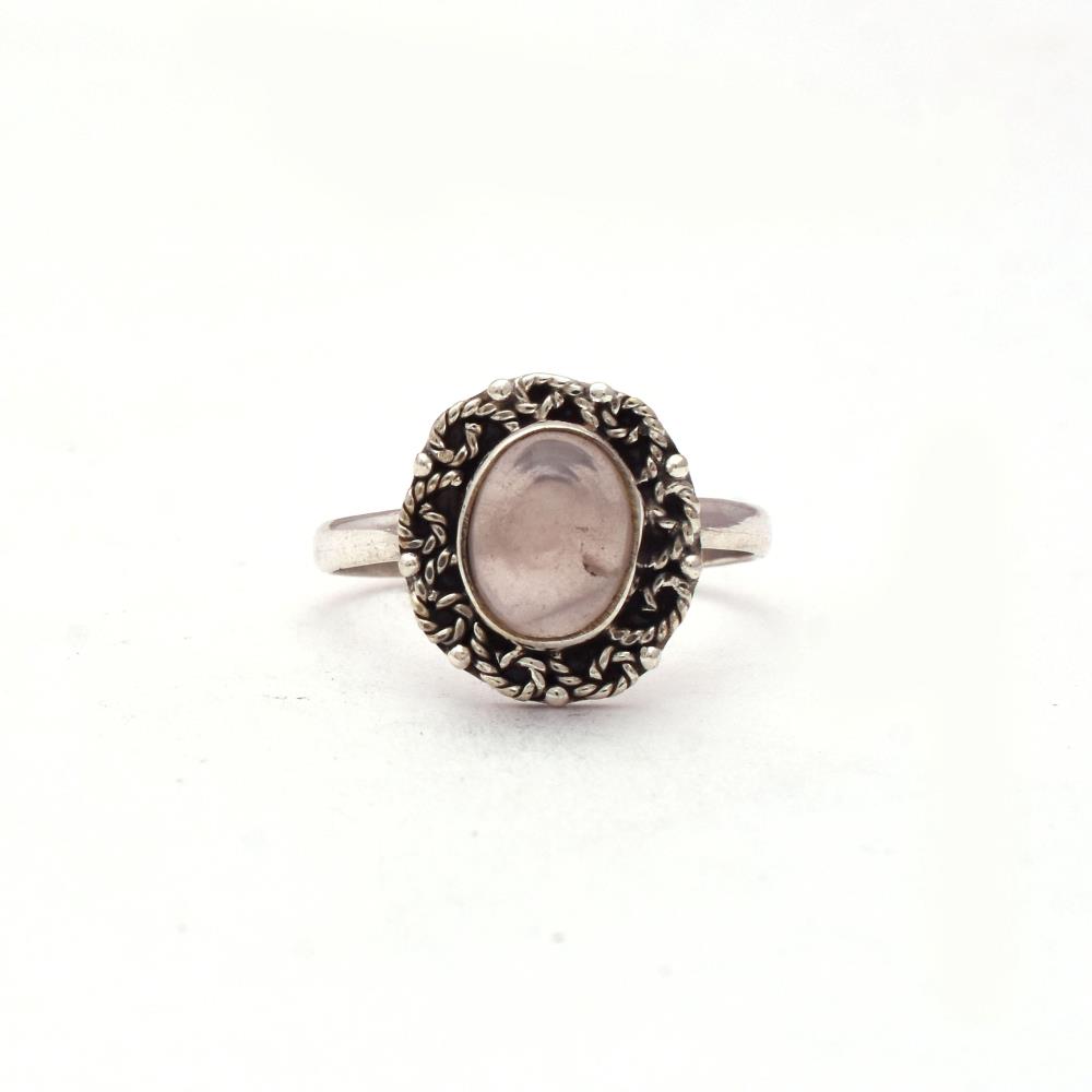 Elegant Natural Rose Quartz Gemstone Sterling Silver Ring, Handmade Bezel Set Pink Gemstone Ring For Wholesale Suppliers