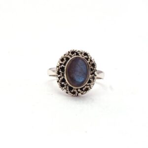 Oval Shape Natural Labradorite Gemstone 925 Sterling Silver Ring, Bezel Set Handmade Boho Gemstone Ring For Wholesale Suppliers