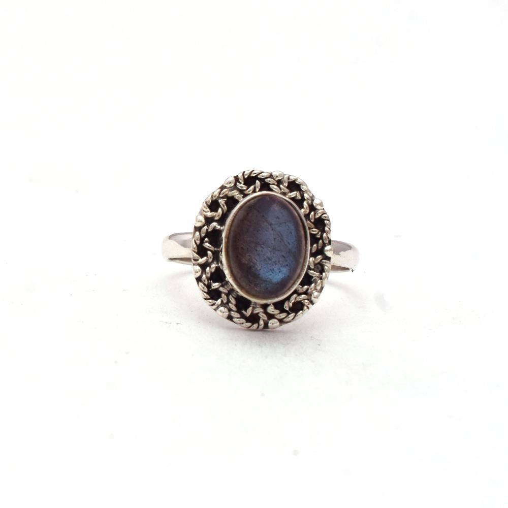 Oval Shape Natural Labradorite Gemstone 925 Sterling Silver Ring, Bezel Set Handmade Boho Gemstone Ring For Wholesale Suppliers