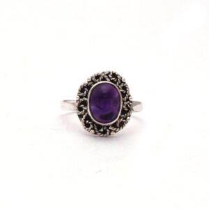 Top Quality Natural Amethyst Gemstone Ring 925 Sterling Silver, Bezel Handmade Boho Style Gemstone Ring For Wholesaler Suppliers